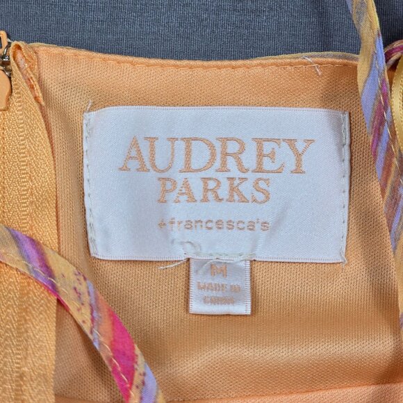 Audrey Parks Medium Multicolor Orange Pink Yellow Maxi Dress Halter Boho Beachy - Picture 2 of 4